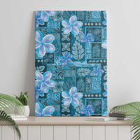 Cyan Hawaii Plumeria With Tropical Flowers Motifs Canvas Wall Art LT14 - Polynesian Pride