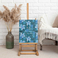 Cyan Hawaii Plumeria With Tropical Flowers Motifs Canvas Wall Art LT14 - Polynesian Pride