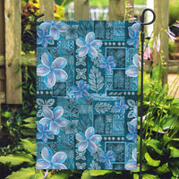 Cyan Hawaii Plumeria With Tropical Flowers Motifs Garden Flag