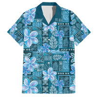 Cyan Hawaii Plumeria With Tropical Flowers Motifs Hawaiian Shirt LT14 Cyan - Polynesian Pride