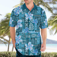 Cyan Hawaii Plumeria With Tropical Flowers Motifs Hawaiian Shirt LT14 - Polynesian Pride