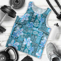 Cyan Hawaii Plumeria With Tropical Flowers Motifs Men Tank Top LT14 - Polynesian Pride
