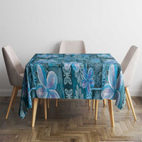 Cyan Hawaii Plumeria With Tropical Flowers Motifs Tablecloth LT14 - Polynesian Pride