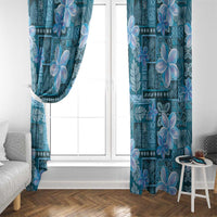 Cyan Hawaii Plumeria With Tropical Flowers Motifs Window Curtain LT14 - Polynesian Pride
