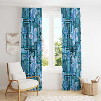 Cyan Hawaii Plumeria With Tropical Flowers Motifs Window Curtain LT14 - Polynesian Pride
