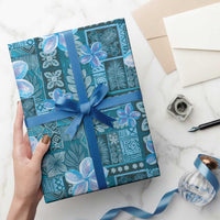 Cyan Hawaii Plumeria With Tropical Flowers Motifs Wrapping Paper LT14 - Polynesian Pride