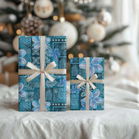 Cyan Hawaii Plumeria With Tropical Flowers Motifs Wrapping Paper LT14 - Polynesian Pride