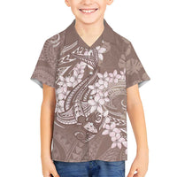 Polynesia Hammerhead Shark Tattoo With Plumeria Lei Family Matching Summer Maxi Dress and Hawaiian Shirt