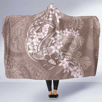 Polynesia Hammerhead Shark Tattoo With Plumeria Lei Hooded Blanket LT14 One Size Mocha - Polynesian Pride