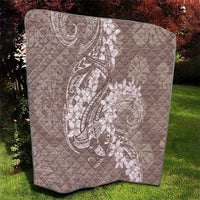 Polynesia Hammerhead Shark Tattoo With Plumeria Lei Quilt