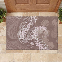 Polynesia Hammerhead Shark Tattoo With Plumeria Lei Rubber Doormat LT14 Mocha - Polynesian Pride