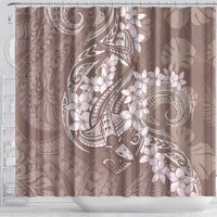 Polynesia Hammerhead Shark Tattoo With Plumeria Lei Shower Curtain