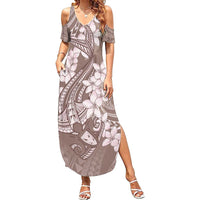 Polynesia Hammerhead Shark Tattoo With Plumeria Lei Summer Maxi Dress