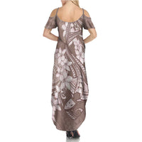 Polynesia Hammerhead Shark Tattoo With Plumeria Lei Summer Maxi Dress