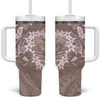 Polynesia Hammerhead Shark Tattoo With Plumeria Lei Tumbler With Handle