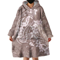 Polynesia Hammerhead Shark Tattoo With Plumeria Lei Wearable Blanket Hoodie LT14 - Polynesian Pride
