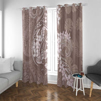 Polynesia Hammerhead Shark Tattoo With Plumeria Lei Window Curtain LT14 With Grommets Mocha - Polynesian Pride