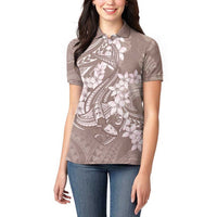 Polynesia Hammerhead Shark Tattoo With Plumeria Lei Women Polo Shirt