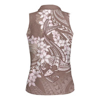 Polynesia Hammerhead Shark Tattoo With Plumeria Lei Women Sleeveless Polo Shirt