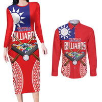 Personalised Taiwan Billiards Couples Matching Long Sleeve Bodycon Dress and Long Sleeve Button Shirt Eight-ball Pool Polynesia Tattoo - Polynesian Pride