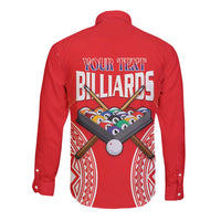 Personalised Taiwan Billiards Long Sleeve Button Shirt Eight-ball Pool Polynesia Tattoo - Polynesian Pride