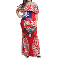 Personalised Taiwan Billiards Off Shoulder Maxi Dress Eight-ball Pool Polynesia Tattoo - Polynesian Pride