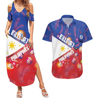Personalised Philippines Billiards Couples Matching Summer Maxi Dress and Hawaiian Shirt Cue With Balls Flag Style - Polynesian Pride