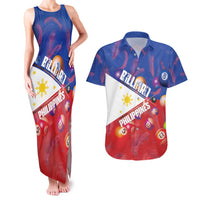 Personalised Philippines Billiards Couples Matching Tank Maxi Dress and Hawaiian Shirt Cue With Balls Flag Style - Polynesian Pride