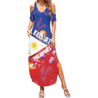 Personalised Philippines Billiards Family Matching Summer Maxi Dress and Hawaiian Shirt Cue With Balls Flag Style - Polynesian Pride