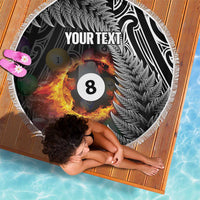 Personalised New Zealand Billiards Beach Blanket Maori Fern On Fire 8 Ball LT14 - Polynesian Pride