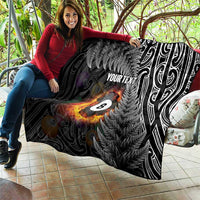 Personalised New Zealand Billiards Quilt Maori Fern On Fire 8 Ball - Polynesian Pride