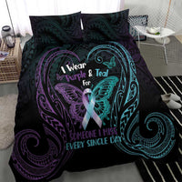 Suicide Awareness Memorial Bedding Set I Wear Purple and Teal For Someone I Miss - Polynesian Pride