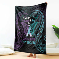 Suicide Awareness Memorial Blanket I Wear Purple and Teal For Someone I Miss - Polynesian Pride
