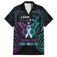 Suicide Awareness Memorial Hawaiian Shirt I Wear Purple and Teal For Someone I Miss - Polynesian Pride