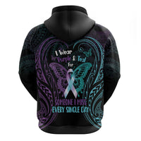 Suicide Awareness Memorial Hoodie I Wear Purple and Teal For Someone I Miss - Polynesian Pride