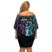 Suicide Awareness Memorial Off Shoulder Short Dress I Wear Purple and Teal For Someone I Miss - Polynesian Pride