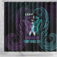 Suicide Awareness Memorial Shower Curtain I Wear Purple and Teal For Someone I Miss - Polynesian Pride