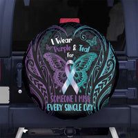 Suicide Awareness Memorial Spare Tire Cover I Wear Purple and Teal For Someone I Miss - Polynesian Pride