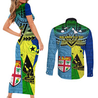 Malampa Fiji Day Couples Matching Short Sleeve Bodycon Dress and Long Sleeve Button Shirts Together We Grow Proud Polynesian Tapa Artsy LT14 - Polynesian Pride