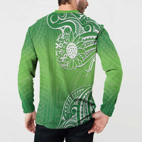 Polynesia Depression Awareness Button Sweatshirt Sunflower Green Ribbons Polynesian Tattoo LT14 - Polynesian Pride