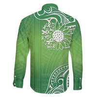 Polynesia Depression Awareness Family Matching Off Shoulder Maxi Dress and Hawaiian Shirt Sunflower Green Ribbons Polynesian Tattoo
