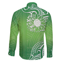 Polynesia Depression Awareness Family Matching Off Shoulder Short Dress and Hawaiian Shirt Sunflower Green Ribbons Polynesian Tattoo