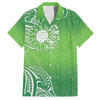 Polynesia Depression Awareness Hawaiian Shirt Sunflower Green Ribbons Polynesian Tattoo LT14 Green - Polynesian Pride