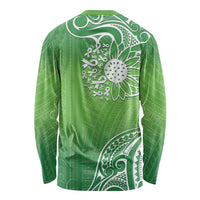 Polynesia Depression Awareness Long Sleeve Shirt Sunflower Green Ribbons Polynesian Tattoo