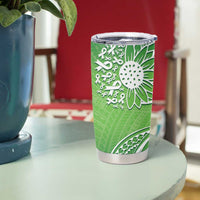 Polynesia Depression Awareness Tumbler Cup Sunflower Green Ribbons Polynesian Tattoo LT14 - Polynesian Pride