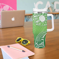Polynesia Depression Awareness Tumbler With Handle Sunflower Green Ribbons Polynesian Tattoo LT14 - Polynesian Pride