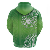 Polynesia Depression Awareness Zip Hoodie Sunflower Green Ribbons Polynesian Tattoo LT14 - Polynesian Pride