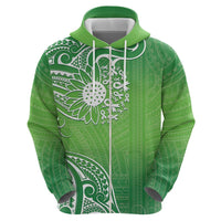 Polynesia Depression Awareness Zip Hoodie Sunflower Green Ribbons Polynesian Tattoo LT14 - Polynesian Pride