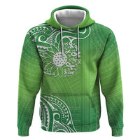 Polynesia Depression Awareness Zip Hoodie Sunflower Green Ribbons Polynesian Tattoo LT14 Pullover Hoodie Green - Polynesian Pride