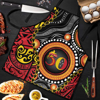 Celebrating 50 Years Papua New Guinea Apron Aboriginal Mix Papuan Pattern - Polynesian Pride